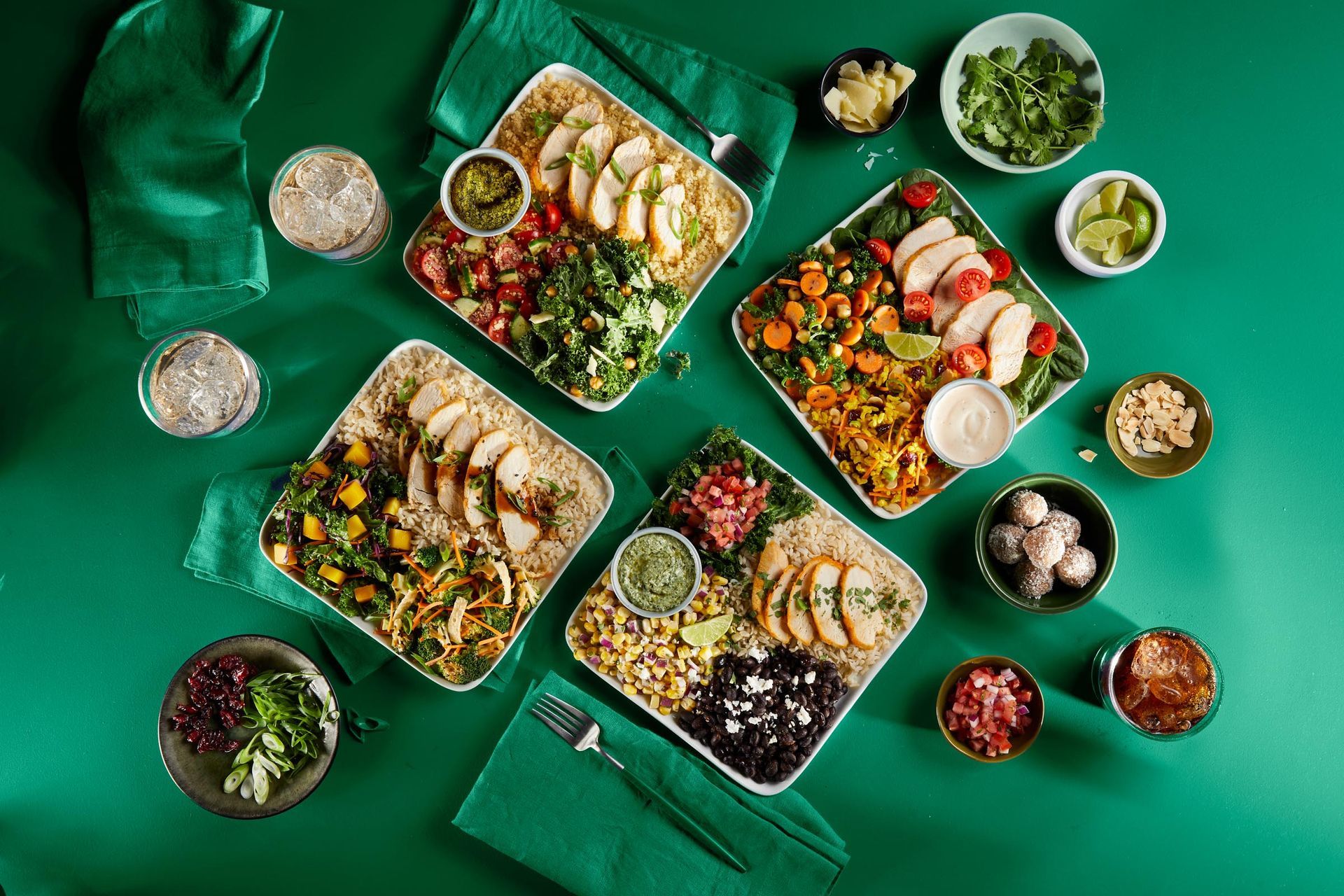 There are many different types of food on the table.