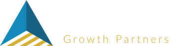 Logo with a blue triangle atop gold diagonal stripes, next to the text