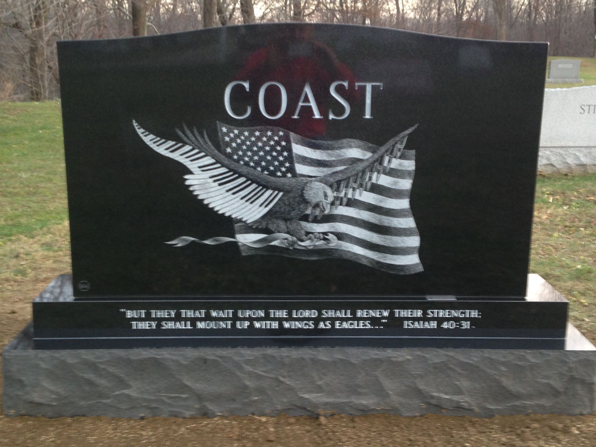 Black memorial with 