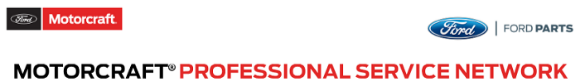 A motorcraft professional service network logo is displayed on a white background
