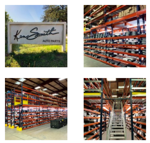 A picture of a warehouse with a sign that says ken smith auto parts