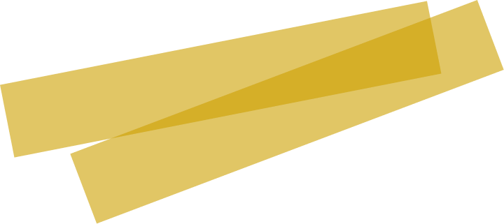 Two overlapping translucent yellow ribbon-like strips on a white background