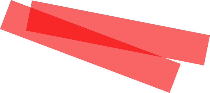 Two overlapping red diagonal bars on a white background