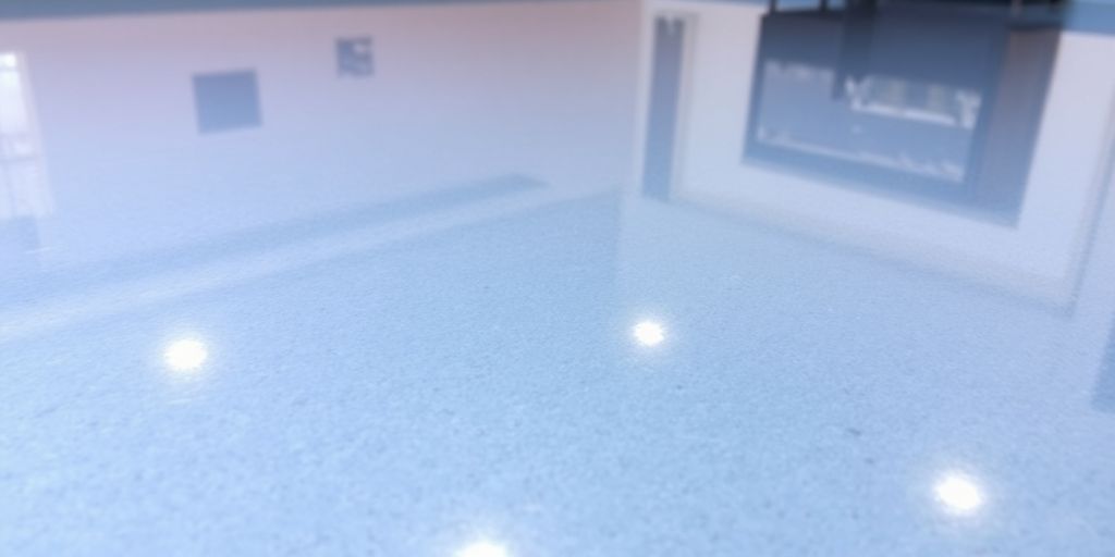 Close-up of shiny high-gloss epoxy flooring