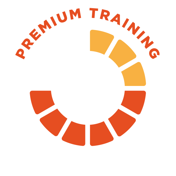 Ein Logo für Premium-Training mit einem Kreis in der Mitte