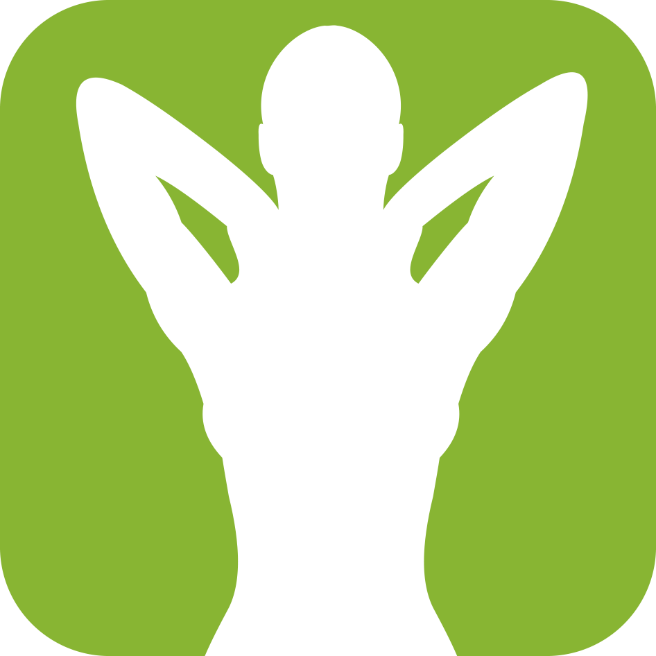 Eine Silhouette einer Frau mit ihren Händen hinter ihrem Kopf auf einem grünen Hintergrund