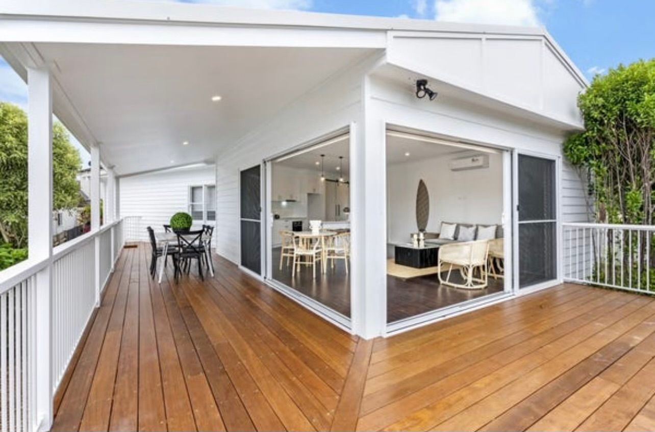 Repainted deck stairs and balustrades in modern tones