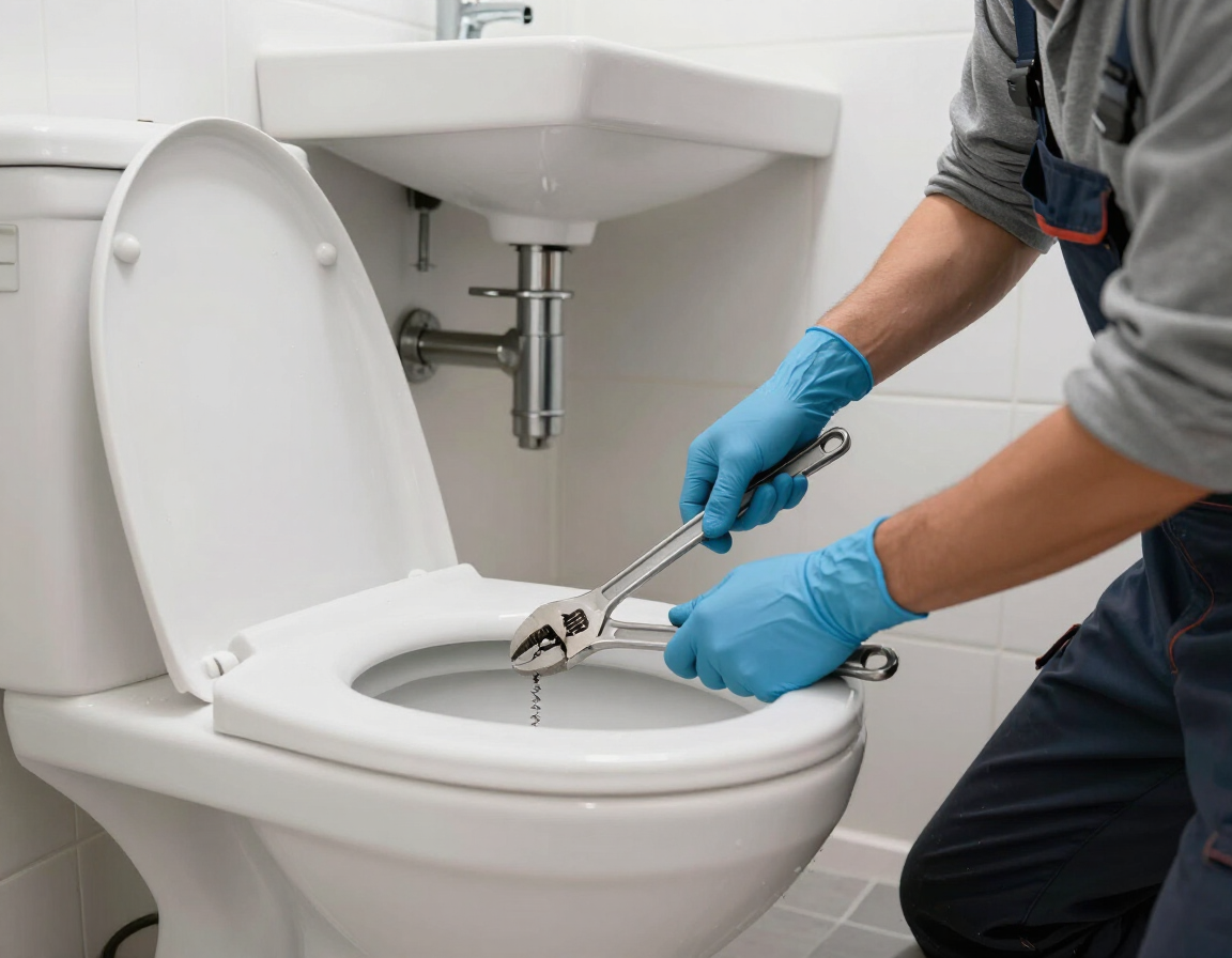 Servicio de destapación de baño con técnico y herramientas profesionales.