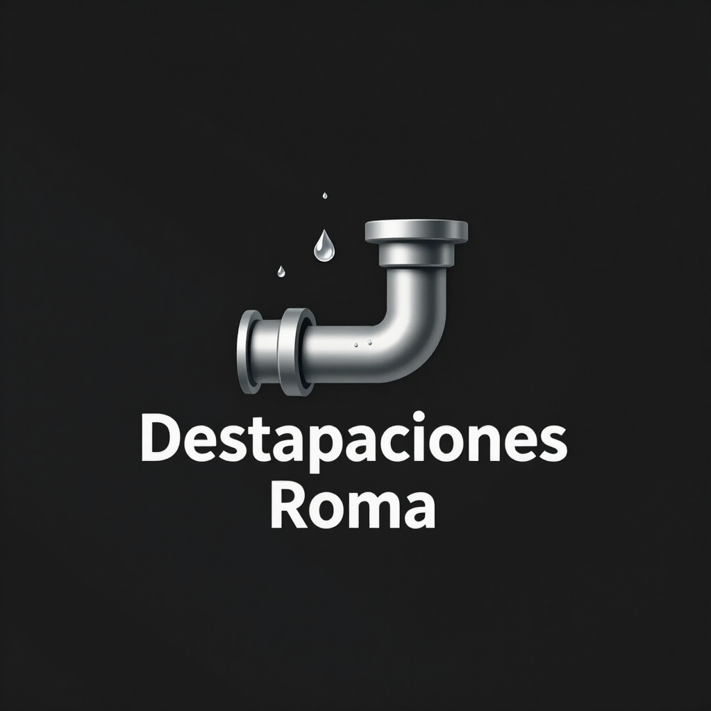 Imagen de marca minimalista de Destapaciones Roma con símbolo de cañería y desagüe.
