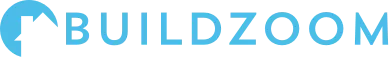BuildZoom logo in light blue with a house roof icon and bold text