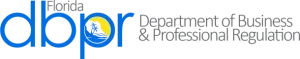 Florida Department of Business and Professional Regulation logo with blue “dbpr” and gray text on white background