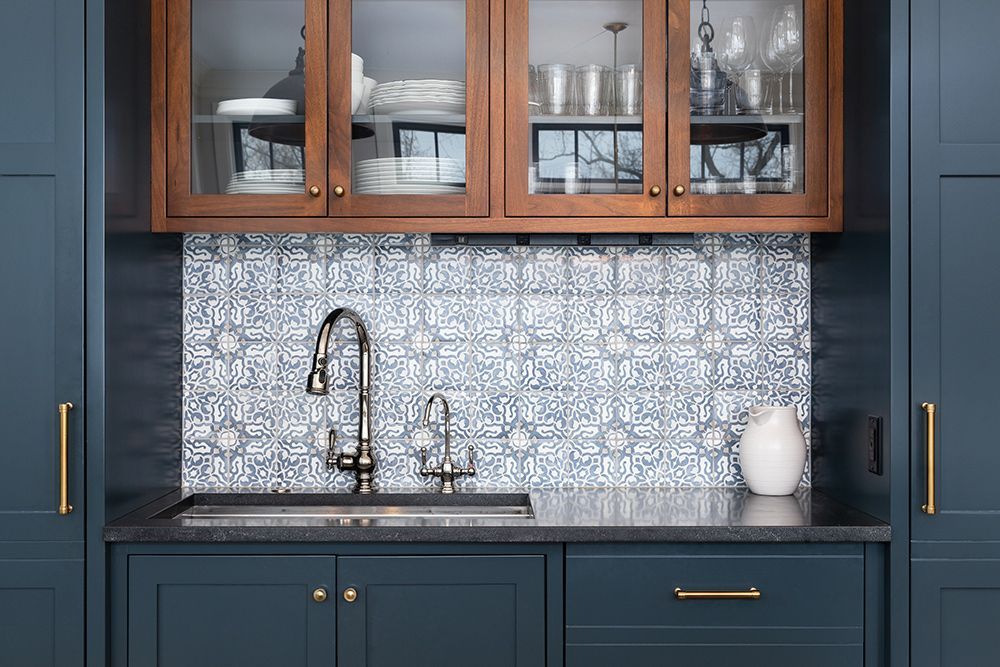 Kitchen With Blue Cabinet
