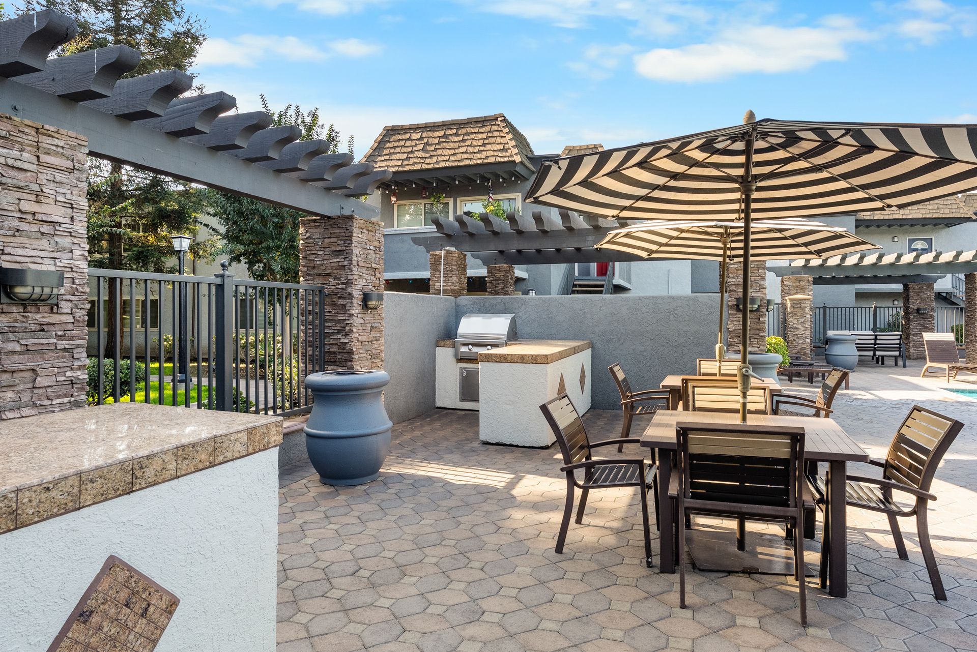 Park Plaza tables and BBQ grill