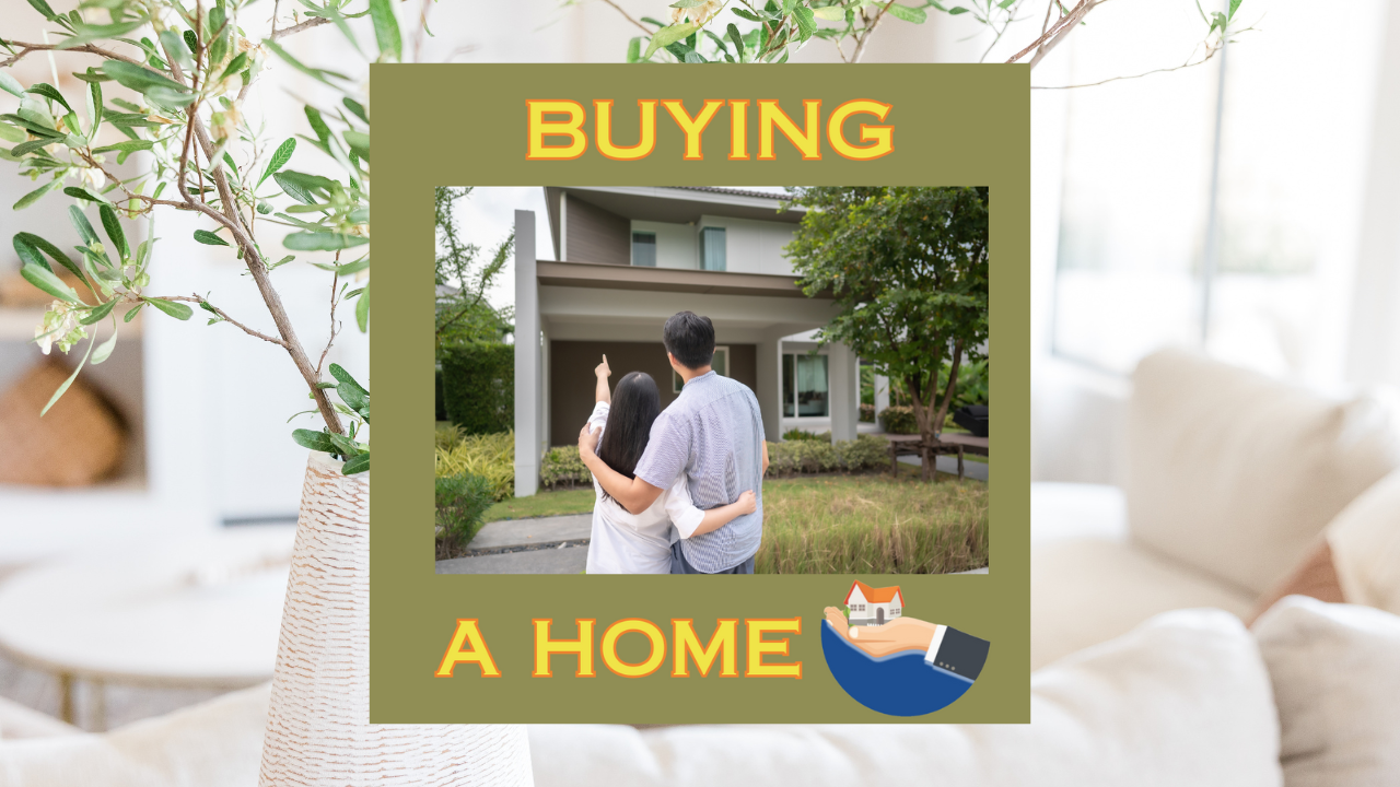 A couple is standing in front of a house looking at it.