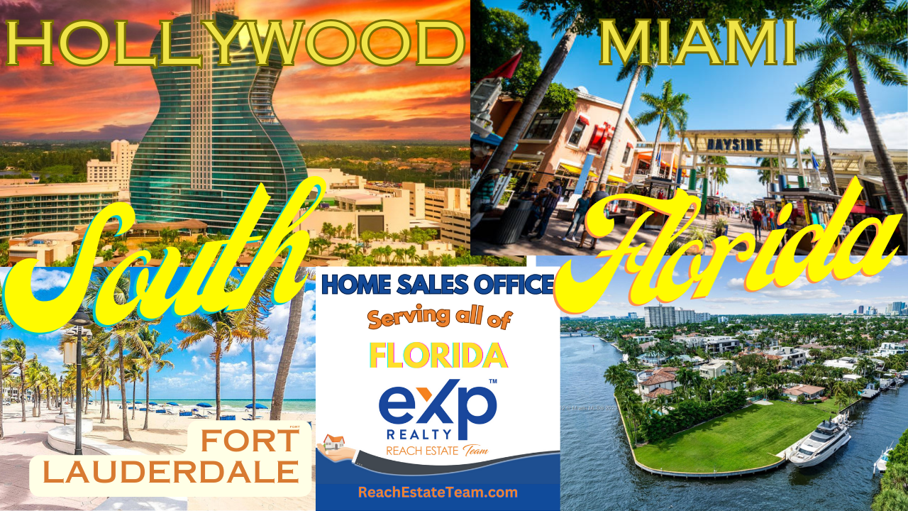 A collage of pictures of south florida including hollywood and miami