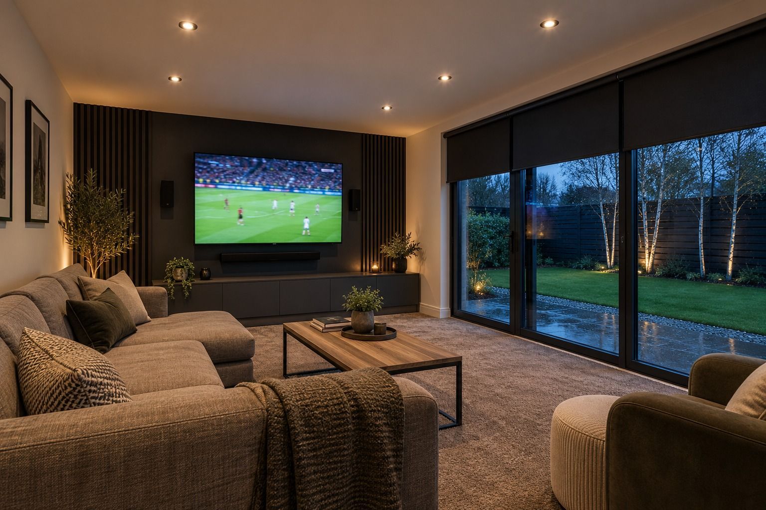 Oakspan garden cinema and sports viewing room in Scotland