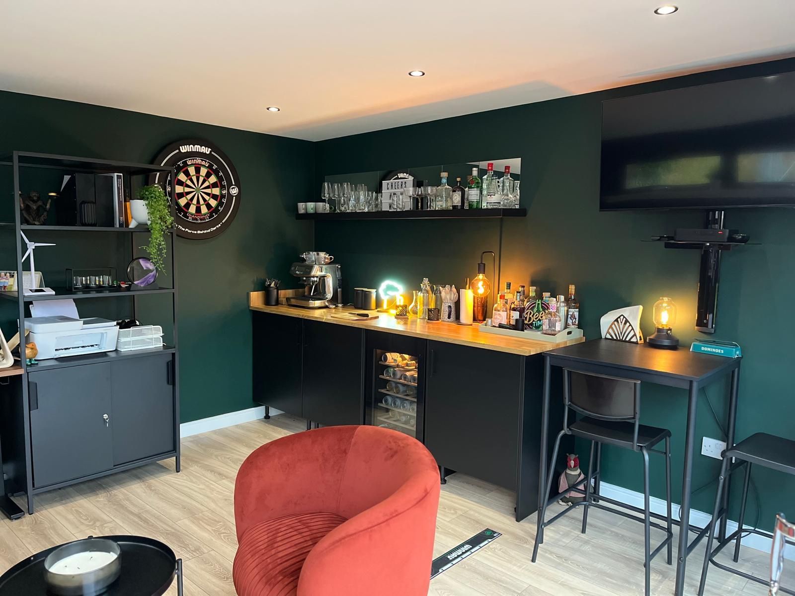 Luxury golf simulator entertainment garden room for family use and private social space