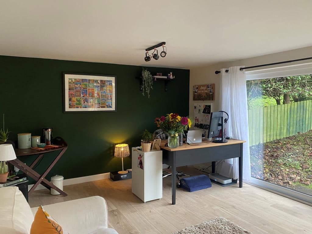 A garden room with a home office, perfect for creating a productive and comfortable space.