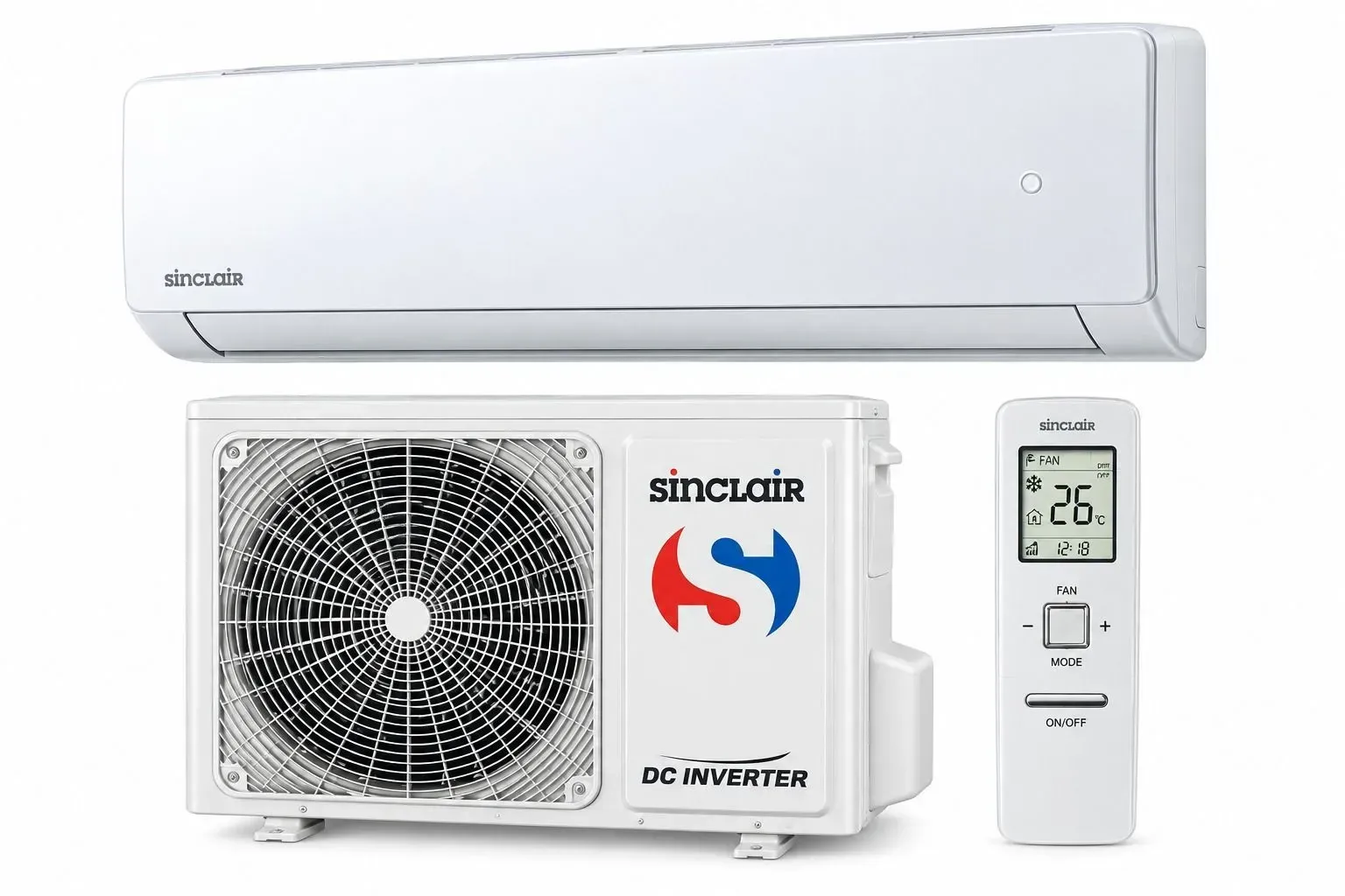 Terrel and Keyon wall-mounted heating and air conditioning system with indoor unit, outdoor unit and remote control