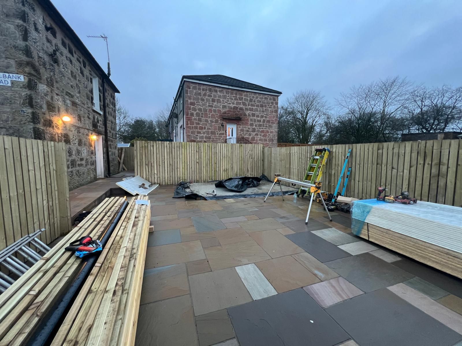 Chryston garden and paved patio before construction of the Oakspan garden room