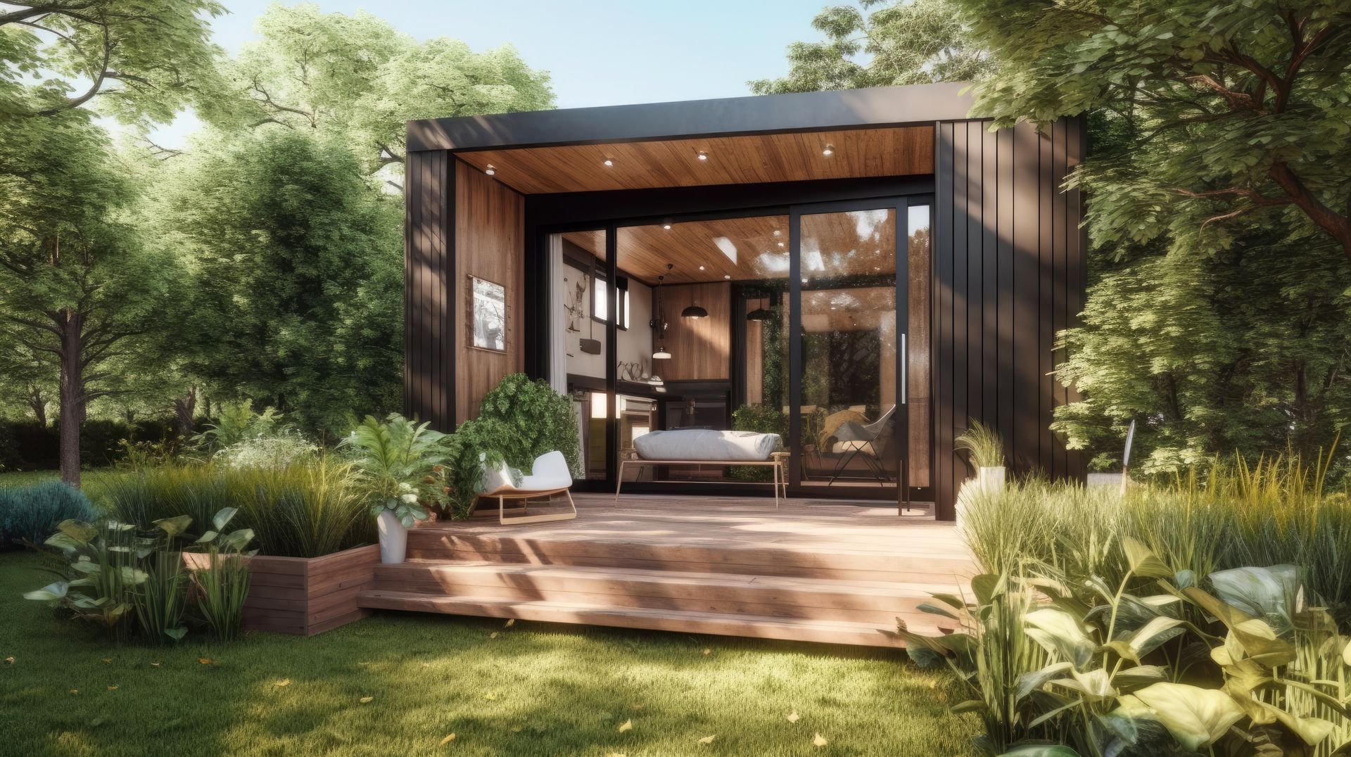 landscaping around garden room