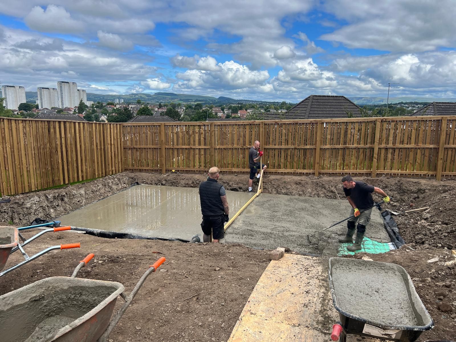 Excavation work for golf simulator garden room foundations by Oakspan