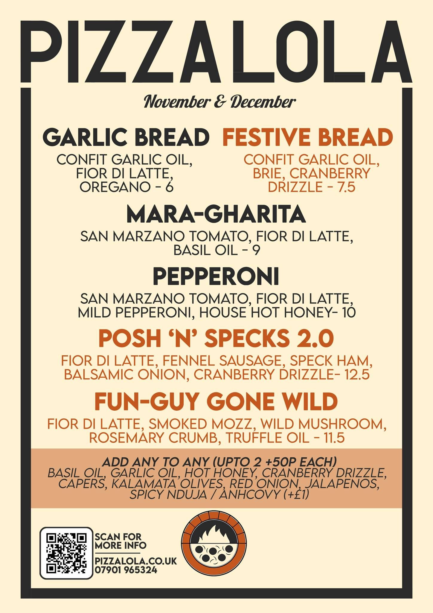Pizza menu