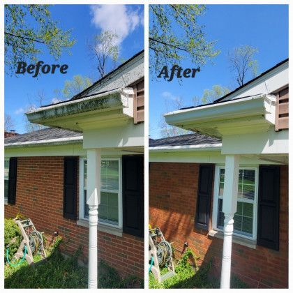 Before and after of a residential pressure wash in Dayton OH by Haven Hydro Clean