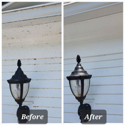 Before and after of a residential pressure wash in Dayton OH by Haven Hydro Clean