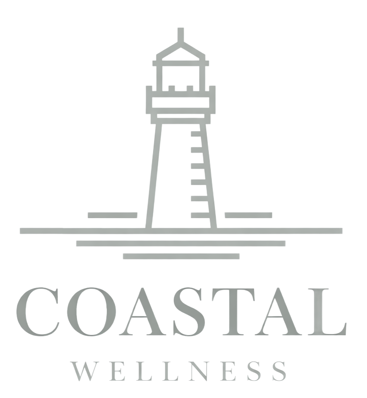 Gray lighthouse logo with the words “COASTAL WELLNESS” underneath