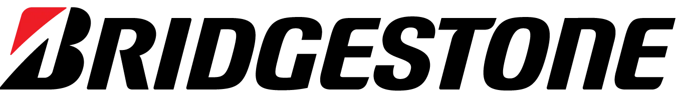 Bridgestone logo in black italic text with a red symbol on a white background