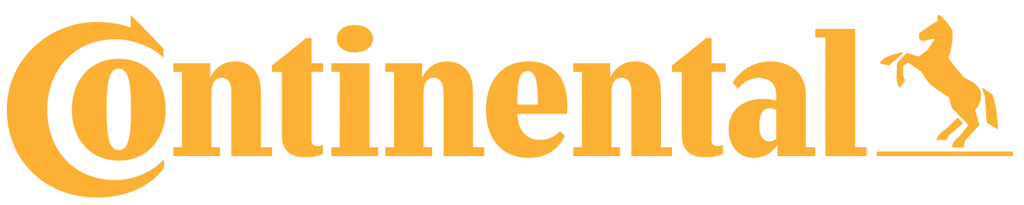 Continental logo in yellow-orange with a horse figure and black wordmark on a white background