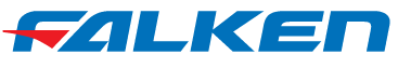 Falken logo in blue and red on a white background