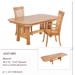 Wooden rectangular dining table with matching chairs, shown in a light finish with leaf extension detail