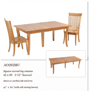 Wood dining table with two matching chairs on a white background, shown with a small inset side view