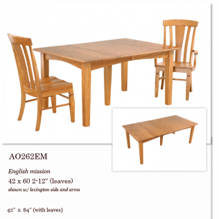 Oak dining table set with two matching chairs on a white background