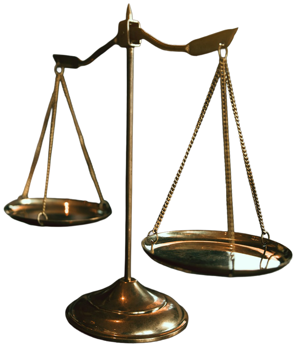 Brass balance scale with two hanging pans on a central stand