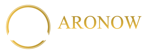 Gold ARONOW logo with a circular gold emblem on a white background