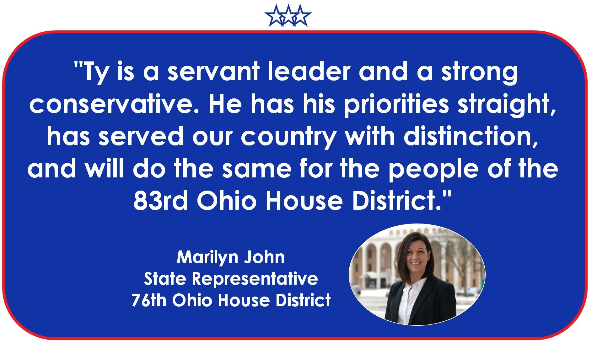 Marilyn John endorsement of Ty Mathews for State Representative
