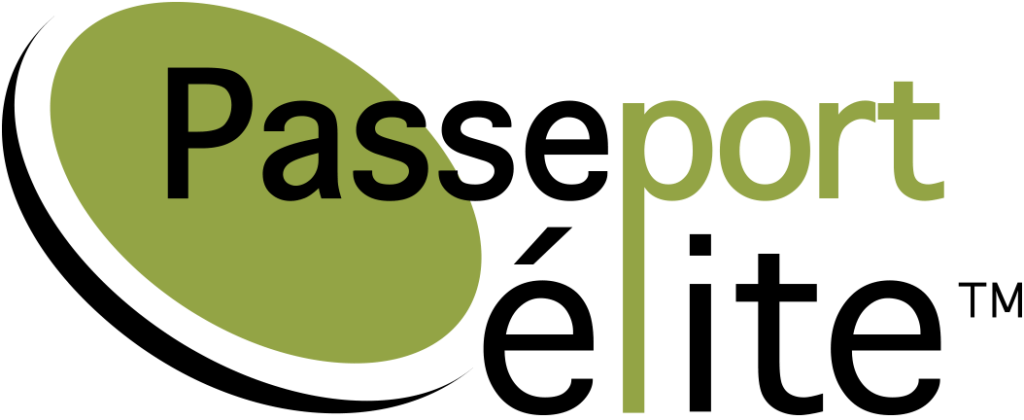 Un logo vert et noir pour passeport elite.