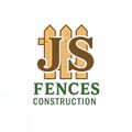 JS Fences Construction logo with brown wooden fence and green text on a white background