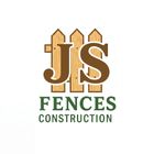 JS Fences Construction logo with brown wooden fence and green text on a white background