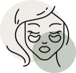 Un dessin au trait du visage d'une femme avec un masque dessus.