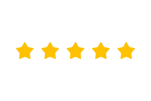 a row of five yellow stars on a white background .
