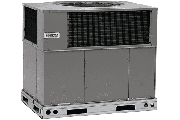 a gray air conditioner is sitting on top of a pallet on a white background .