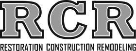 A black and white logo for restoration construction remodeling.