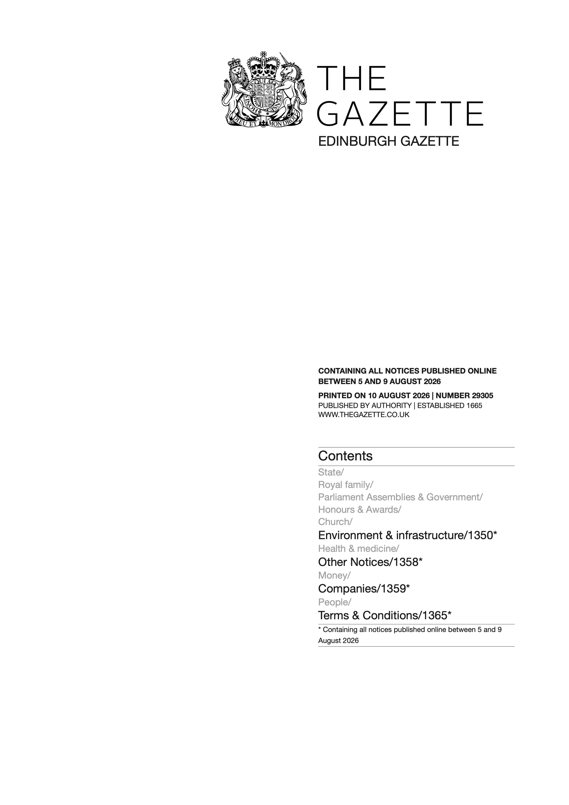 Edinburgh Gazette notice page 1