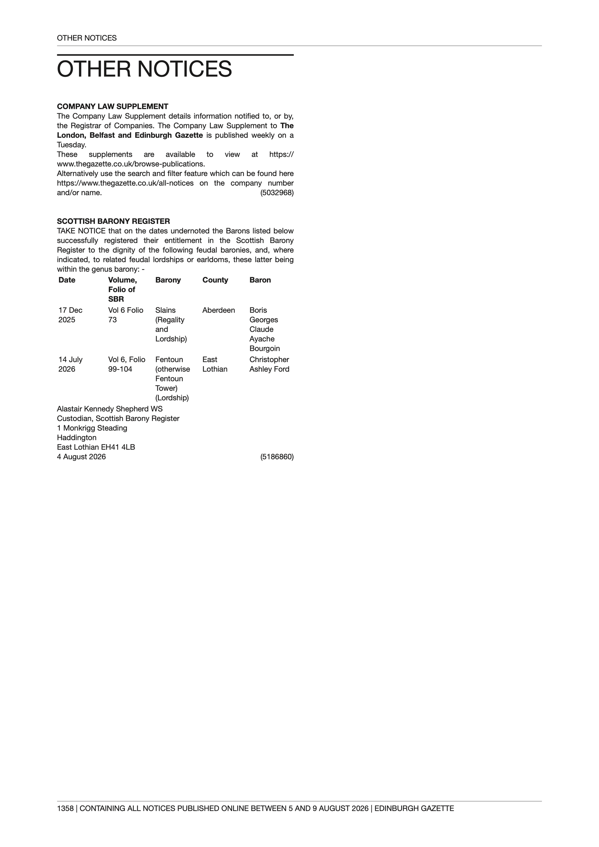 Edinburgh Gazette notice page 2