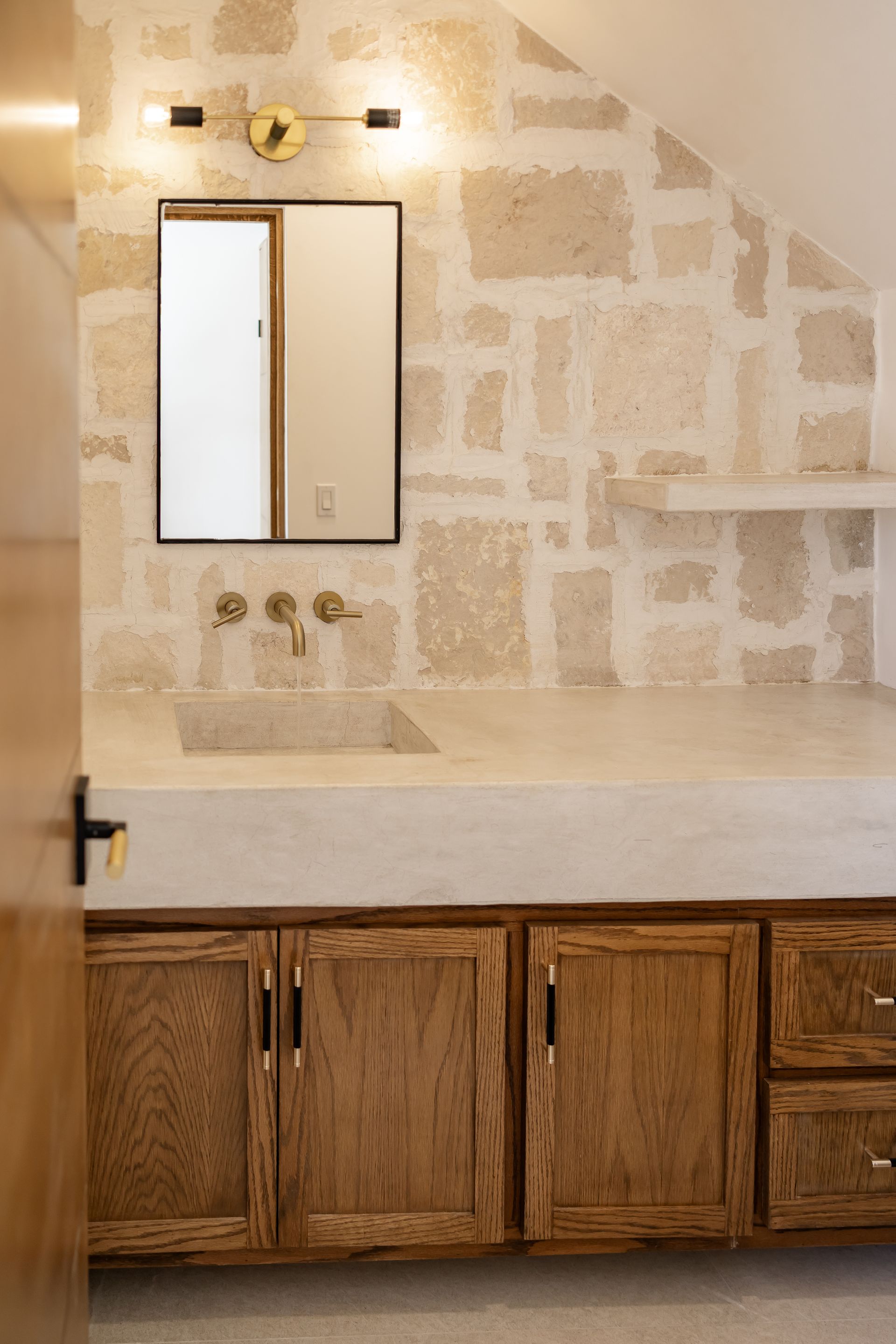 Luxury villa entrance with natural stone finishes and contemporary design in La Ventana.