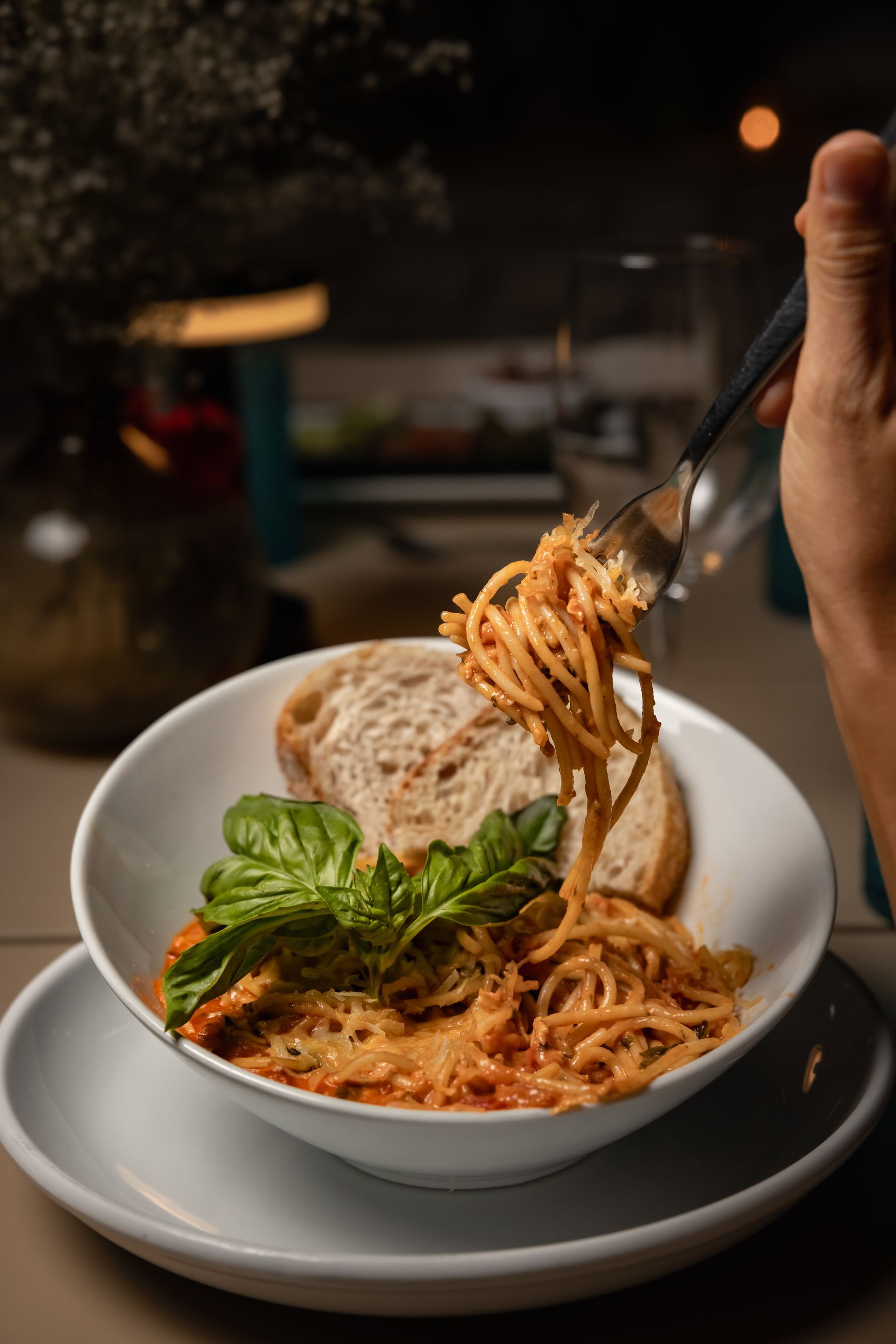 Fresh handmade pasta served at a luxury sea-to-table restaurant in La Ventana, Baja California Sur.